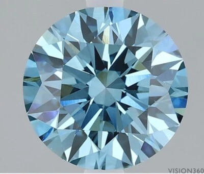 Round Lab Grown CVD Diamond IGI Certified 1.00Ct Fancy Vivid Blue Color VS2 - Image 1 of 4