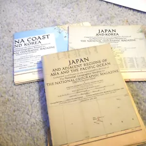 LOT Of 3 NATIONAL GEOGRAPHIC SOCIETY MAP OF JAPAN & KOREA 1953 1945 1944 - Picture 1 of 2