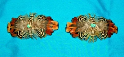 Juego 2 Correas Med Plumas de Faisán y Turquesa ENVÍO GRATUITO MBS06 Foto 1 de 4