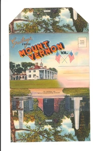 MOUNT VERNON VIRGINIA Postcard FOLDER George Washington Tomb VA 18 Pics Linen - Picture 1 of 2