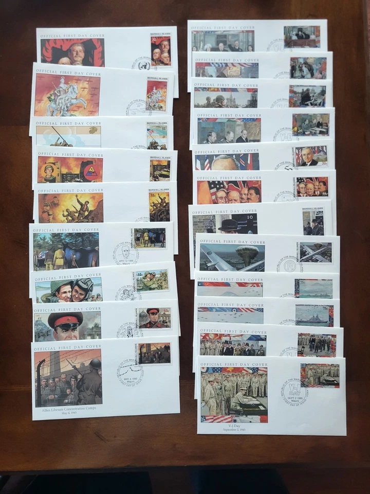 Full Set of 21 - 1995 Marshall Islands WW2 WWII Commem FDC -  MNH - Image 1 of 1
