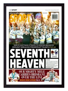 Framed 2025 Brisbane Broncos NRL Premiers Rugby League Poster - 62cm x 44.5cm - Bild 1 von 4