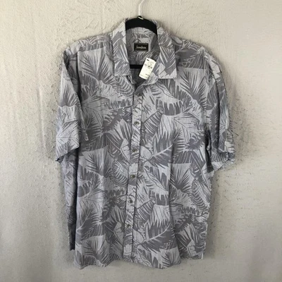 Neiman Marcus Shirt Mens XL Linen Palm Leaf Print Button Up Short Sleeve Top - Image 1 of 4