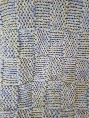 Light Blue And Green Baby Blanket Hand Knitted 4'x3' soft - Image 1 of 4