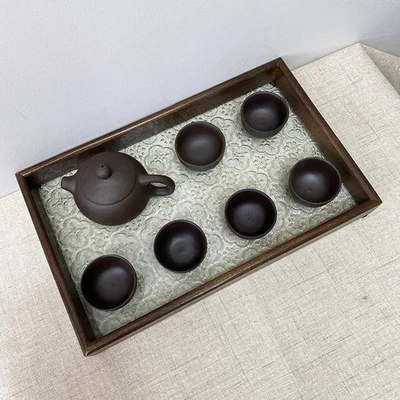 Wood Serving Tray Coffee Table Tray Desk Organizer Platter Snack Tray Tea Tray - Image 1 of 4