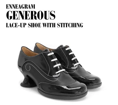 Fluevog Eneagram Generoso charol negro cordones con costuras - 6/6,5 Foto 1 de 4