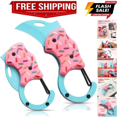 Pink Pocket Knife for Women Men,Cool Folding Knife Box Cutter，Mini EDC Knives... - Image 1 of 4