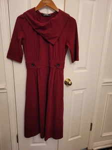 Abito eShakti donna L bordeaux midi fit cottage morbido vintage elegante - Foto 1 di 14