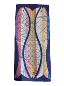 Vintage 80S Franco Beach Towel Fish Design Colorful 100% Cotton - Picture 1 of 3