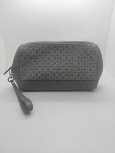 Coach Op Art Women's Zippered Taupe 9” X 5”Wristlet Pouch - Picture 1 of 7