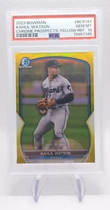 2023 Bowman Chrome KAHLIL WATSON Yellow Refractor /75 PSA 10 GRADE #BCP-147 - Picture 1 of 2