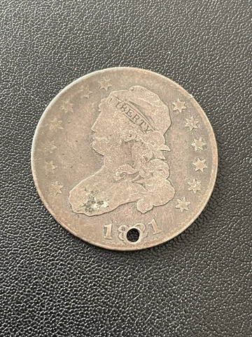 1821 Capped Bust Silver Quarter - Better Date -Hole- (C3) Cover