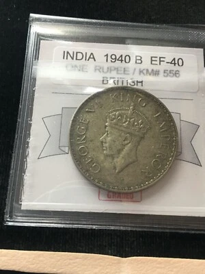1940  B  India / British; One Rupee,  Coin Mart Graded**EF-40**KM# 556 - Image 1 of 4