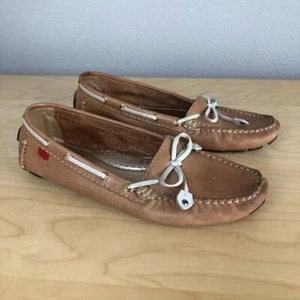 Marc Joseph NY Cypress Hill Leather Driving Moccasin size 6.5 Tan White Prepcore - Picture 1 of 14