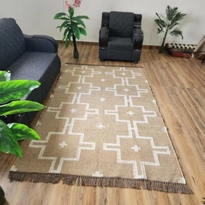 Rug Jute Natural Area Non Slip Carpet Handmade Rectangle Rug, 100% Rustic Rugs - Picture 1 of 6