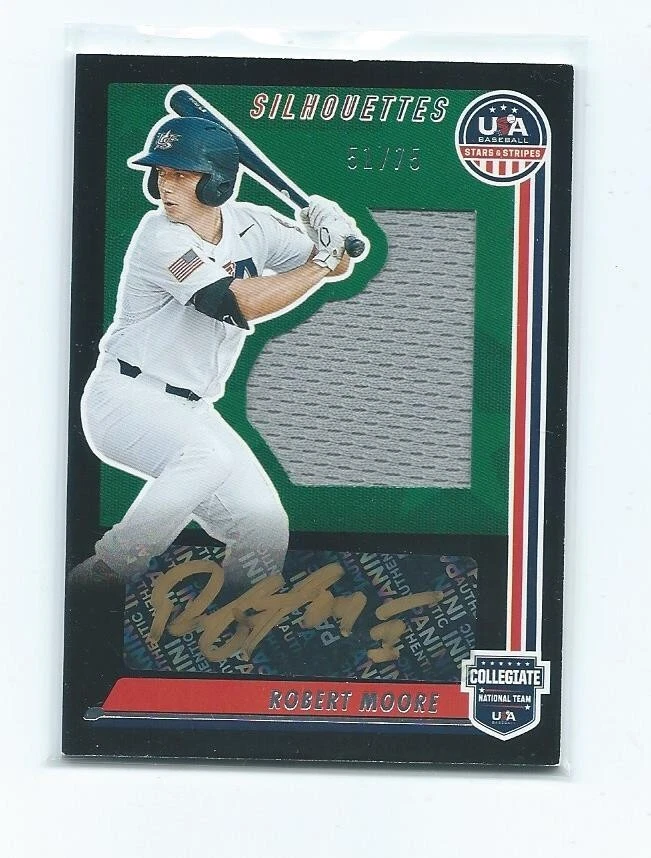 2022 Panini USA Stars & Stripes-Robert Moore Gold Autograph/Jersey /75-Phillies - Image 1 of 1