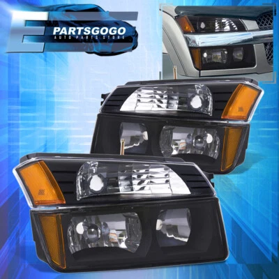 For 02-06 Chevy Avalanche Body Cladding Headlights + Bumper Signal Lamps Black - Imagem 1 de 4