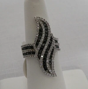 Park Lane "ULTRA" Ring Jet & Clear CZ's STUNNING!  SIZE 6  Reg. $134 - Picture 1 of 3