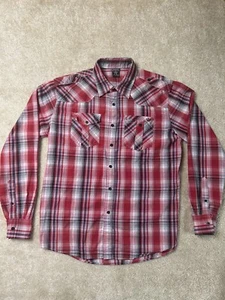 Avirex Shirt Men Large Red White Black Button Down Western Outdoors - Picture 1 of 15