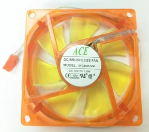 Ace 80mm x 25mm Computer Case UV Green / Orange 3-Fan with 4 LEDs - Picture 1 of 1