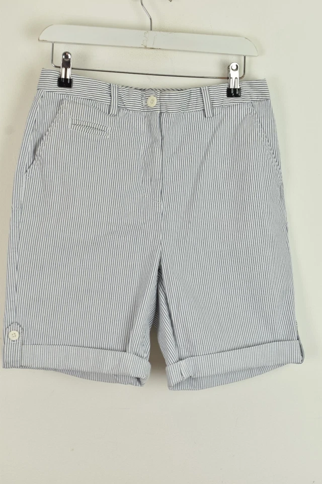 MARKS AND SPENCER White Shorts size W28" Womens Striped Outdoors Outerwear - Image 1 of 4
