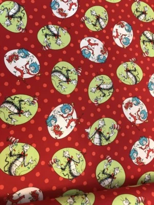 Gato en el sombrero en lunares rojos edredones tela de algodón por yarda coser artesanía 44" de ancho Foto 1 de 4