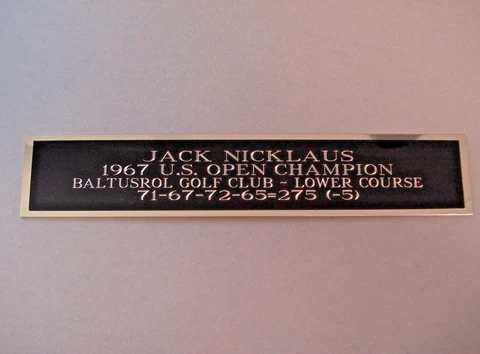 Jack Nicklaus Nameplate For A 1967 US Open Golf Flag Case Or Scorecard 1.25 X 6 Cover
