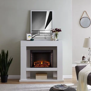 Modern Style Lirrington Stainless Steel Electric Fireplace Suite Surround & Fire - Picture 1 of 5