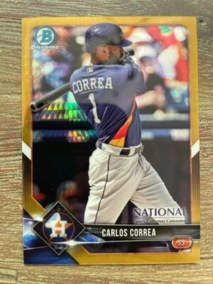 2018 Bowman Chrome Carlos Correa National Convention Gold Refractor BNR-CC 26/50 - Image 1 of 2