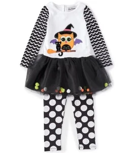 RARE EDITIONS, Girls Halloween Tutu Tunic & Legging Set, Owl & Witch, NWT - Picture 1 of 7