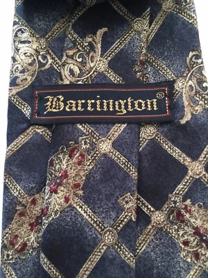 Corbata Barrington para hombre 100 % seda 4” de ancho azul beige borgoña Foto 1 de 4