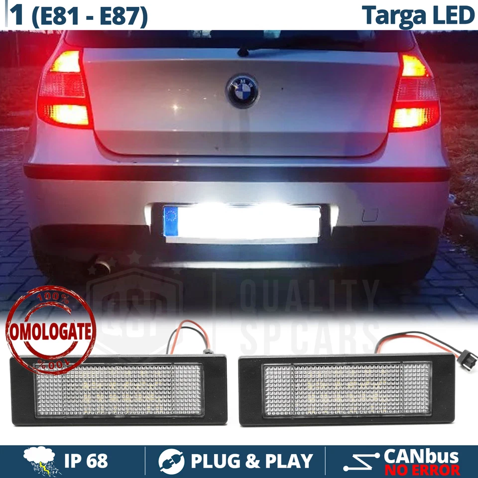PLACCHETTE Luci TARGA FULL LED per Bmw Serie 1 E87 E81 CANBUS 6.500K Bianco Ghia - Immagine 1 di 4