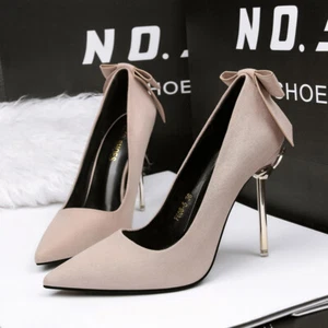 High Heel Stilettos Pumps Women Shoes Size 4.5-7.5 Suede Leather Grey Black Red - Picture 1 of 45