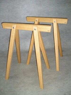 2 formschöne Tischböcke Eiche geölt Holzbock Unterstellbock Tischgestell Bock - Bild 1 von 4
