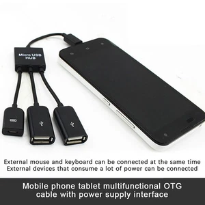 4 Port Micro USB 2.0 HUB 4-IN-1 OTG Hub Power Adapter Cable For Phone - Afbeelding 1 van 7