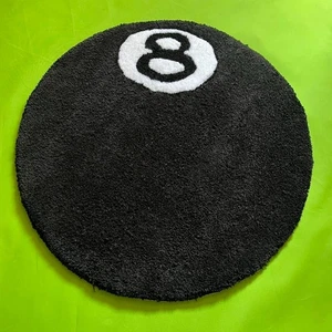 Alfombra de piscina hecha a mano acolchada negra blanca 8 bolas 27,5 (más de 2 pies) - Imagen 1 de 5