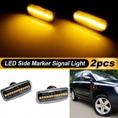 2 Clear Lens Amber LED Side Marker Light For Jeep Grand Cherokee Patriot Compass - Image 1 of 4