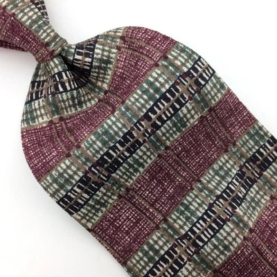 Corbata Eagle Hecha en EE. UU. Marrón Oliva-Verde Marrón Rayas Valla Seda 1/I18-332 Foto 1 de 4