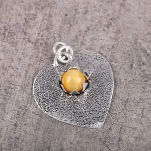 Gift For Her Natural Yellow Star Tiger Eye Gemstone Pendant 925 Sterling - Picture 1 of 4