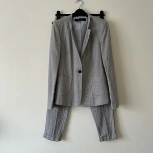 ZARA Linen Light Grey Jacket Size 10 And Trousers size 8 Set - Picture 1 of 16