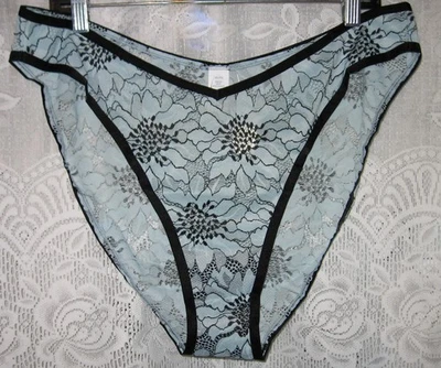 NWT XXL AERIE BLUE/BLACK  STRETCH LACE HIGH-CUT BIKINI UNDERWEAR - Image 1 of 4