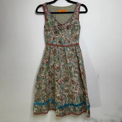 Vestido Y2K CYNTHIA STEFFE Cuentas Floral Algodón Indie Hada Preppy Coqueta Años 90 2 Foto 1 de 4