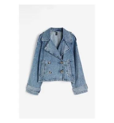 H&M Kurze Cabanjacke aus Twill helles Denim Jeansjacke Trenchcoat Look S Damen - Bild 1 von 4