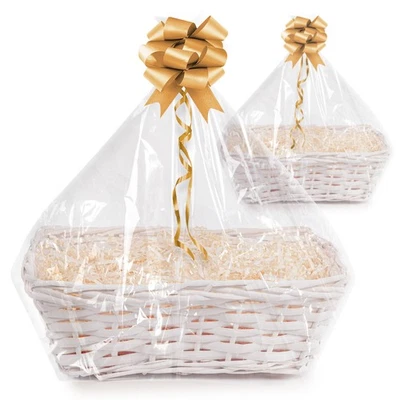 DIY Set of 2 OR 4 Wicker Gift Hamper Basket Kit Create Your Own Festive Present - Image 1 of 4