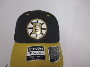 BOSTON BRUINS (FANATICS BRAND) MENS STRETCH FIT PRO HAT (SM/MED) NWT BLACK/GOLD - Picture 1 of 6