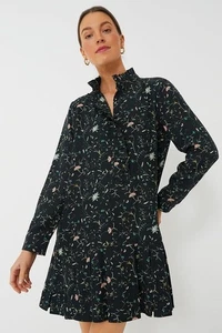 Vestido Tuckernuck XS Negro Floral Campden Vine Tate - Imagen 1 de 7