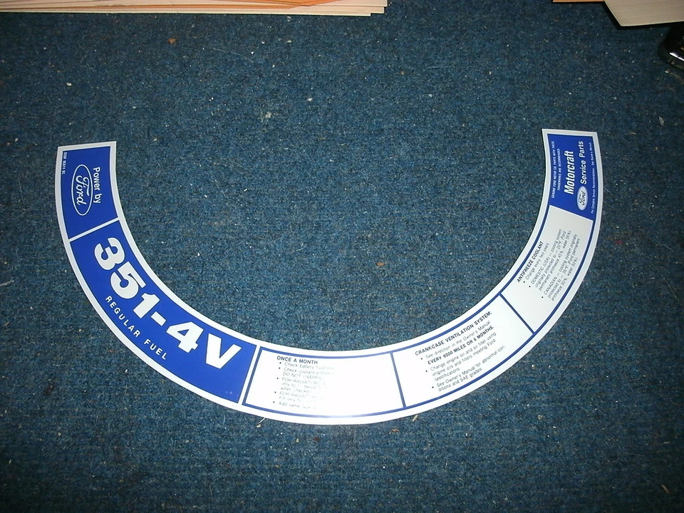 Ford Torino Gran Torino Ranchero 351C 1973 4V filtro de aire tapa superior calcomanía D2of-bc Foto 1 de 1