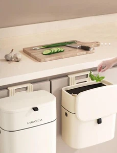 1pc Hanging Trash Bin, 2.4 Gallon Small Garbage Can With For Kitchen Cabinet USA - Picture 1 of 4