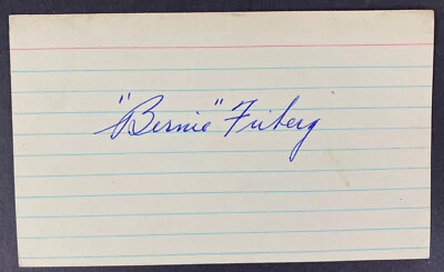 Bernard "Bernie" Friberg signed baseball index card 1899-1958 1919 Chicago Cubs - Image 1 of 2