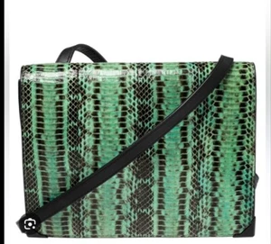 Alexander Wang Skeletal Prisma Bag Double Envelope Green  Black Animal Print - Picture 1 of 12